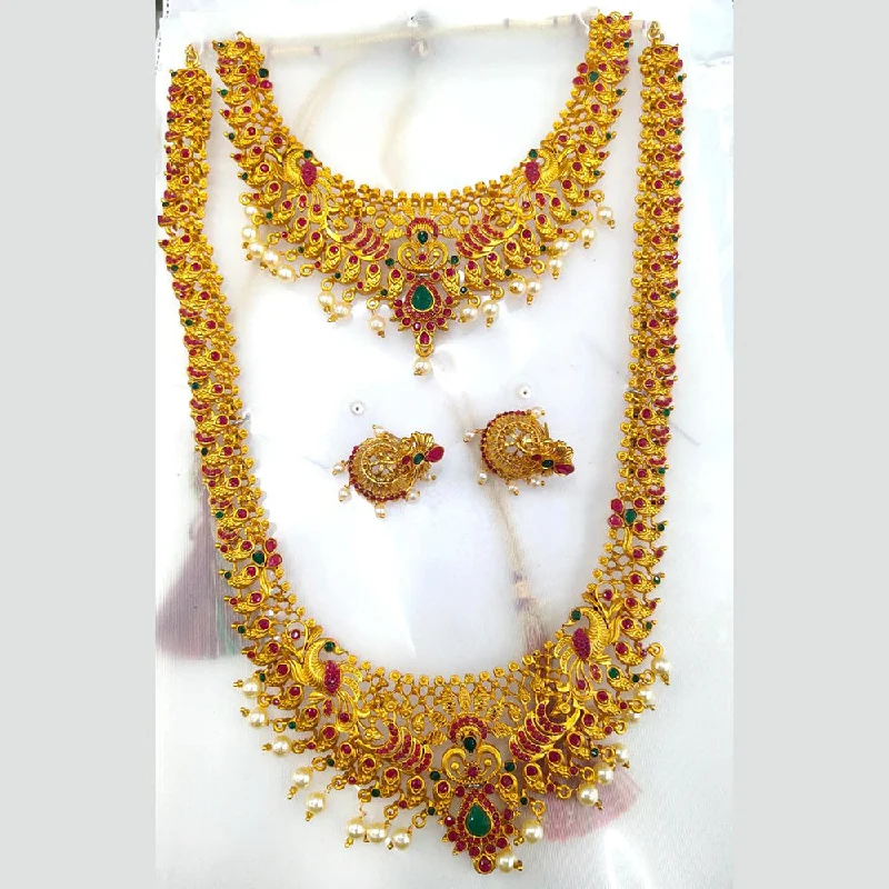 Astro charm necklaces-Manisha Jewellery Gold Plated Traditional Necklace Set