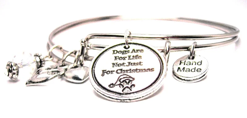 New moon bangles-Dogs Are For Life Not Just For Christmas Expandable Bangle Bracelet Set