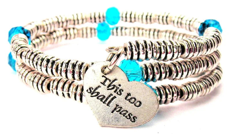 Custom word bangles-This Too Shall Pass Curly Coil Wrap Style Bangle Bracelet