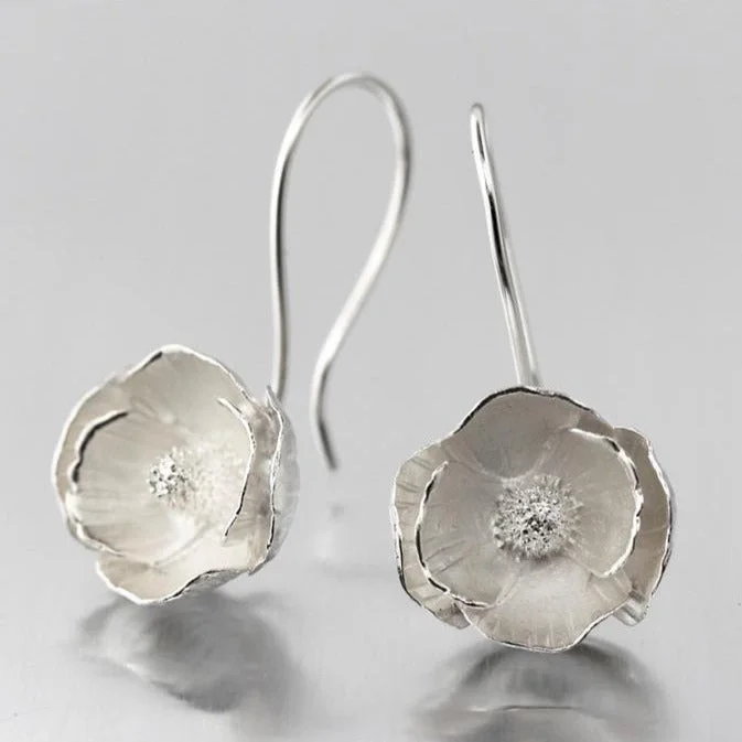 Tiny bead earrings-Poppy Sterling Silver Loop Earrings