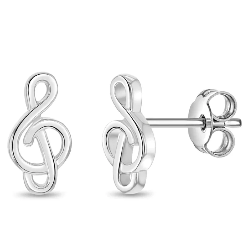 Smooth drop earrings-Treble Clef Girls Earrings