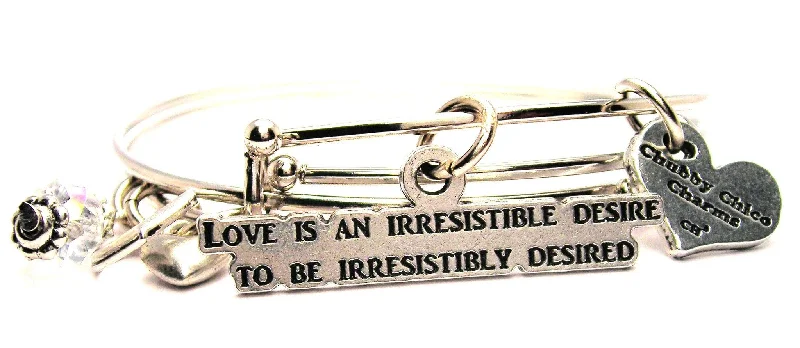 Light bead bangles-Life Is An Irresistible Desire To Be Irresistibly Desired Expandable Bangle Bracelet Set