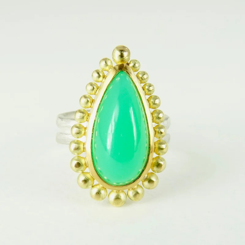 Alloy metal rings-Chrysoprase Courtesan Ring