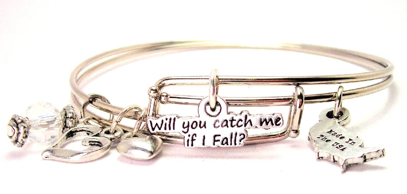 Silk thread bangles-Will You Catch Me If I Fall Expandable Bangle Bracelet Set