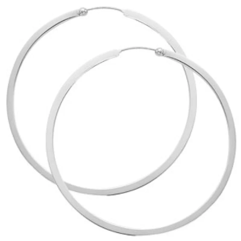 Curved art earrings-Sterling Silver Endless Hoop Earrings