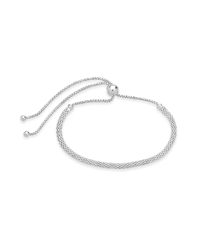 Gem strand bangles-Sterling Silver Mesh Slider Bracelet