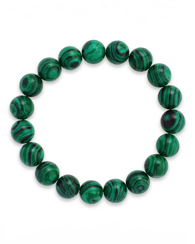 Light accent bangles-Malachite Beaded Stretch Bracelet