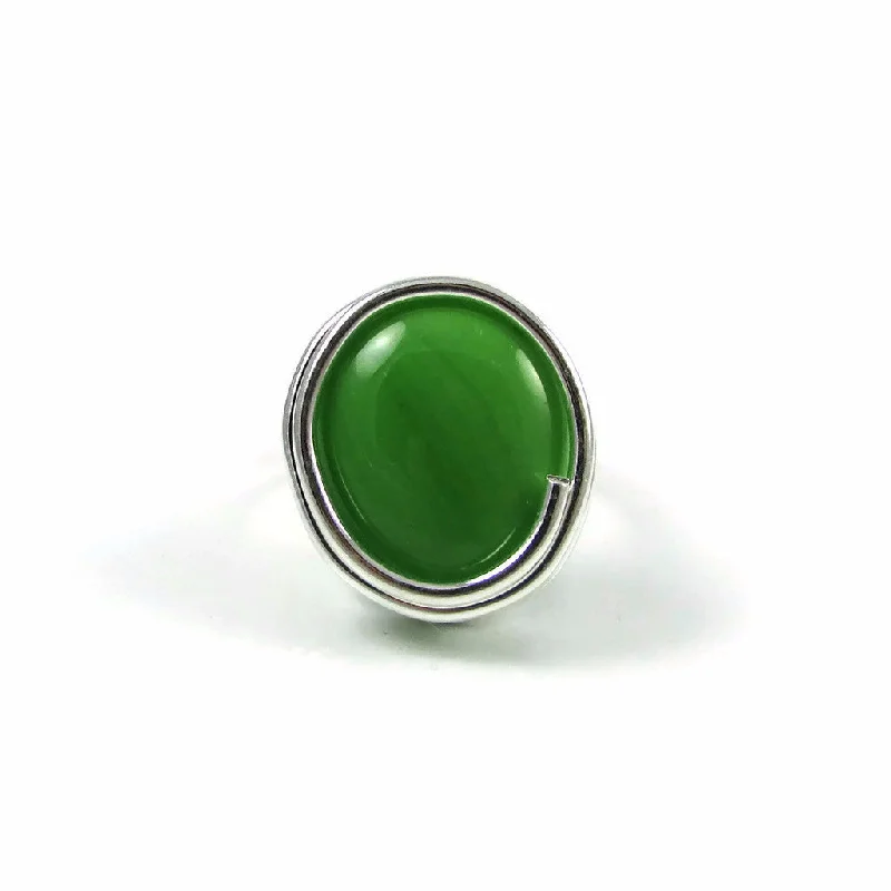 Wide band rings-Infinity Glass Ring - Green