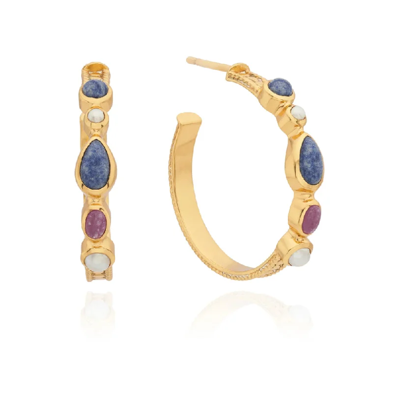 Light drop earrings-Anna Beck Multi-Stone Hoop Earrings