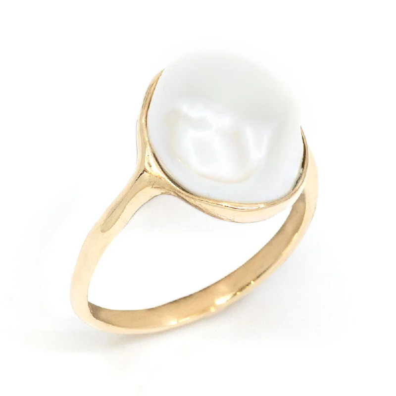 Bent shank rings-Baroque Freshwater Pearl Ring