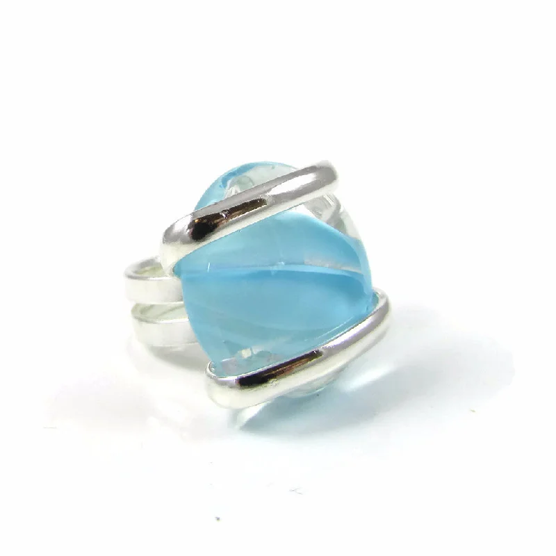 Reef knot rings-Parallel Ring - Sky Blue Stripe