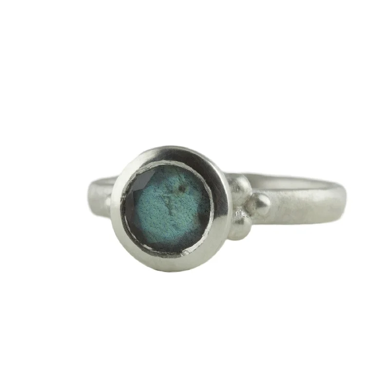 Bamboo motif rings-Silver Labradorite Granulation ring