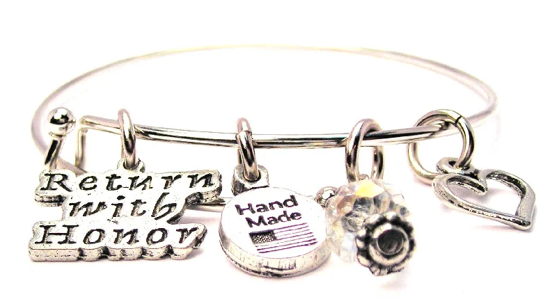 Antique silver bangles-Return With Honor Expandable Bangle Bracelet