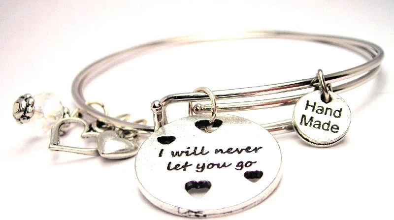 Dainty charm bangles-I Will Never Let You Go Expandable Bangle Bracelet Set