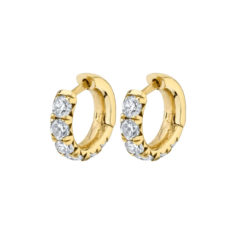 Coiled thread earrings-Baby French Pavé Diamond Hoops | Ready to Ship