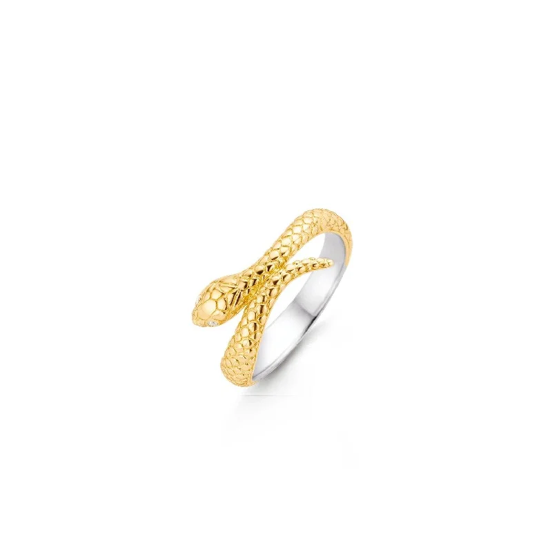 Matte band rings-Ti Sento 18ct Yellow Gold Vermeil Snake Ring