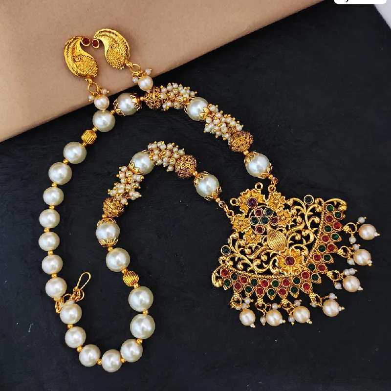 Twine braid necklaces-Heera Jewellers Gold Plated Pota Stone  Necklace Set