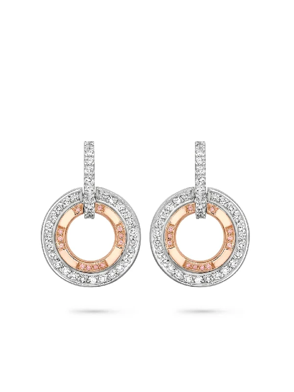 Radiant pearl earrings-Roulette Pink Diamond Rose Gold and Platinum Earrings