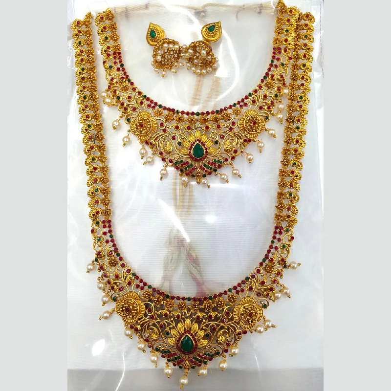 Satin gloss necklaces-Manisha Jewellery Gold Plated Traditional Necklace Set