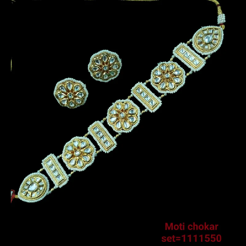 Stretch cord necklaces-Padmawati Bangles Kundan Stone Gold Plated Necklace Set