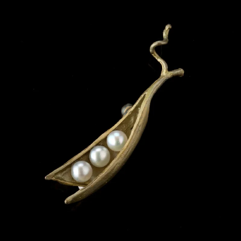 Tight pin brooch-Pea Pod Brooch - 3 Pearls