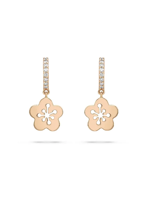 Cool wood earrings-Blossom Mini Rose Gold Diamond Drop Earrings