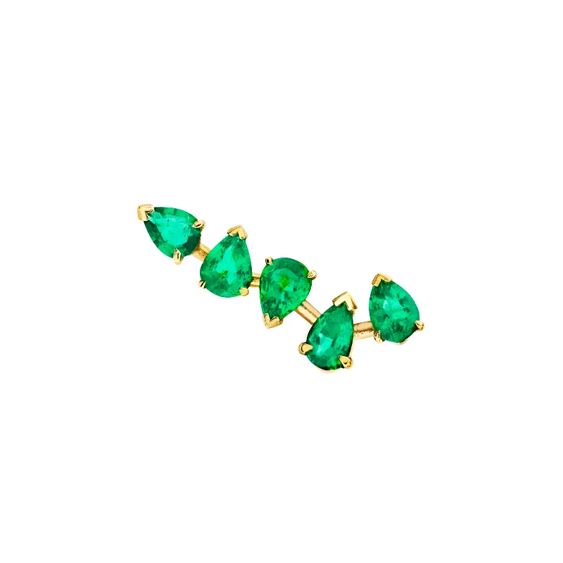 Square gem earrings-18k Reverse Water Drop 5 Emerald Earrings | Ready to Ship