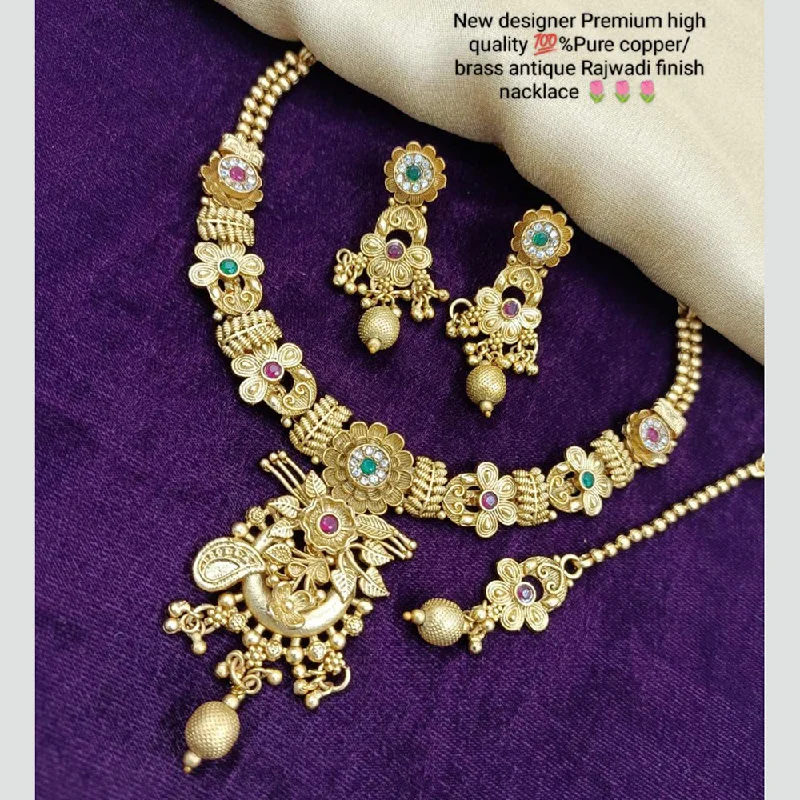 Amethyst drop necklaces-Manisha Jewellery Gold Plated Traditional Necklace Set