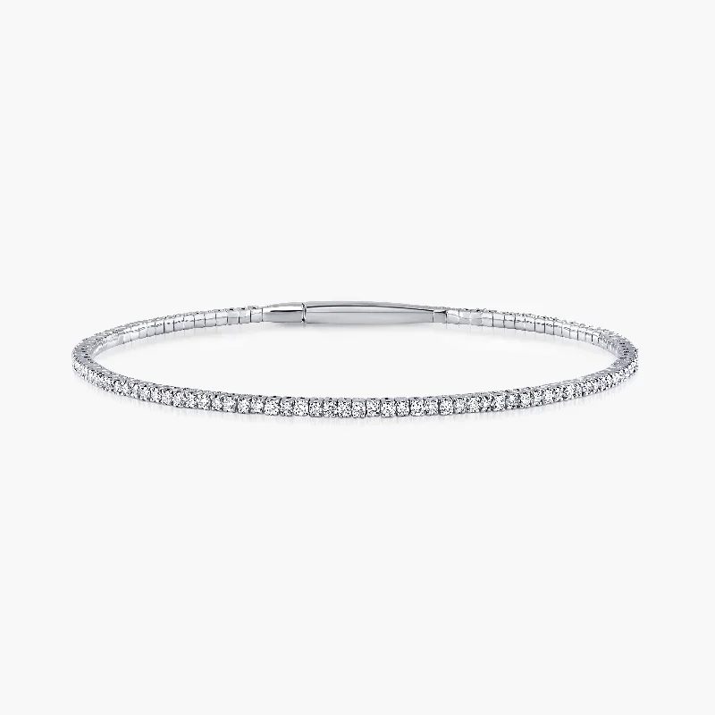 Smooth form bangles-Full-Eternity Round Diamond Flexible Bangle