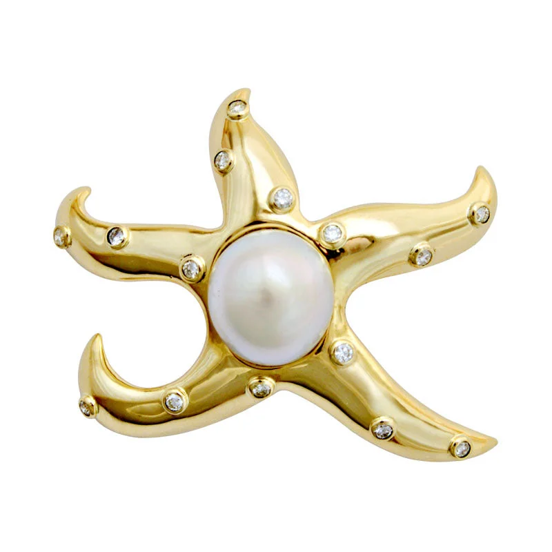 Fine pearl brooch-Brooch-South Sea Pearl and Diamond