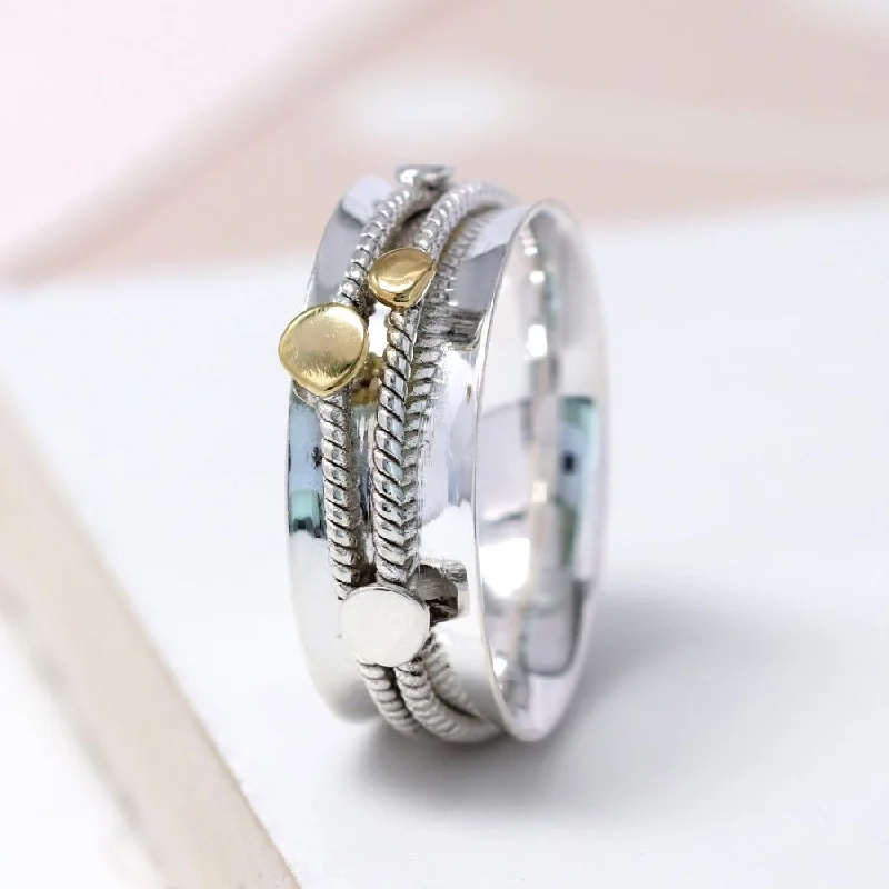 Small wing rings-POM Sterling Silver Twist Bands and Dots Spinning Ring