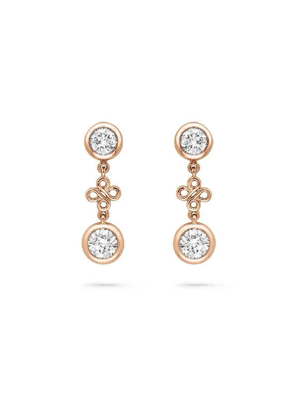 Solid hoop earrings-Beach Rose Gold Detachable Diamond Drop Earrings