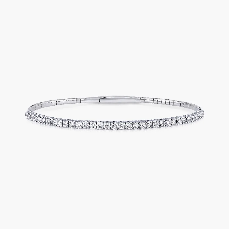 Silk cord bangles-Half-Eternity Diamond Flexible Bangle