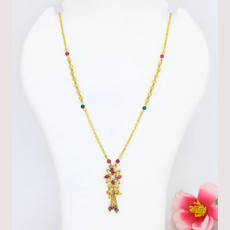 Minimal gem necklaces-Mahavir Gold Plated Necklace