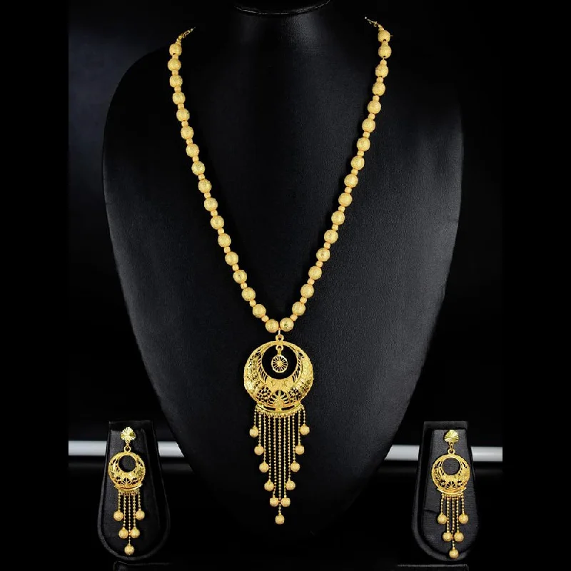 Pure crystal necklaces-Mahavir Forming Gold Necklace Set - KP SK 19 SET