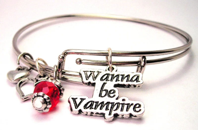 Worn clasp bangles-Wanna Be Vampire Expandable Bangle Bracelet Set