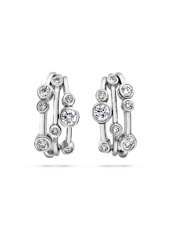 Smooth stud earrings-Raindance Platinum Diamond Hoop Earrings