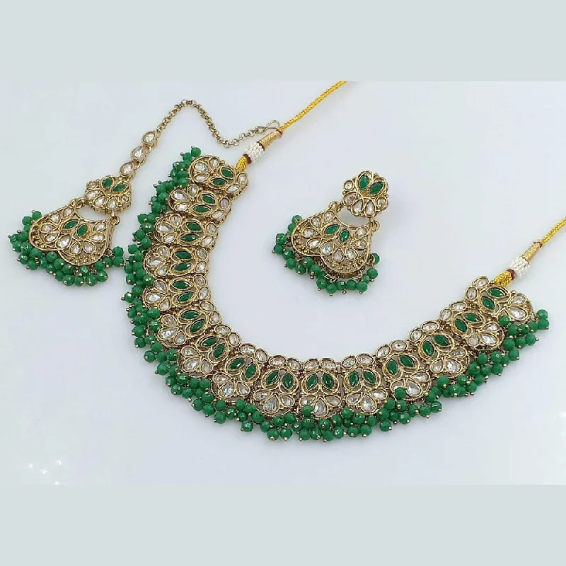 Cosmic glow necklaces-Manisha Jewellery Gold Plated Reverse AD Necklace Set