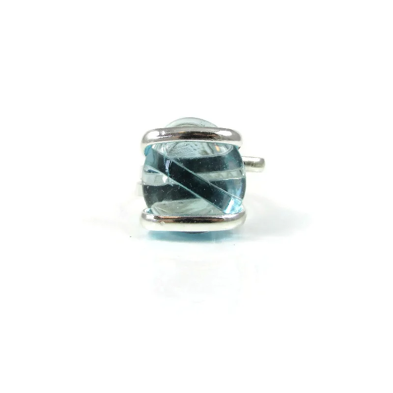 High gloss rings-Parallel Ring - Sky Blue Crystal