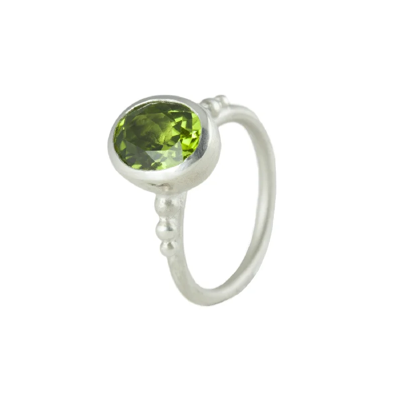 Wide gold rings-Silver Peridot Granulation Ring