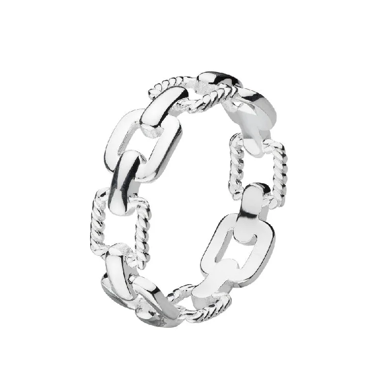 Chunky gem rings-Sterling Silver Chain Link Ring