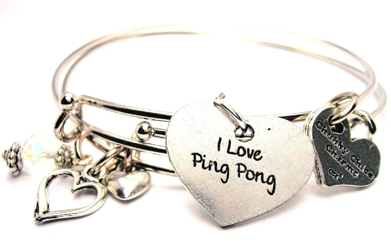 Smooth form bangles-I Love Ping Pong Expandable Bangle Bracelet Set