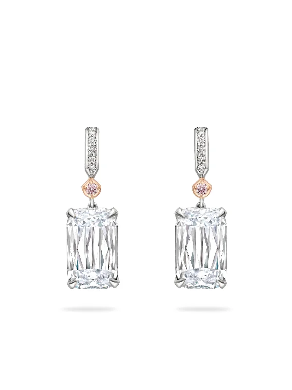 Wide hoop earrings-Ashoka White and Pink Diamond Drop Earrings