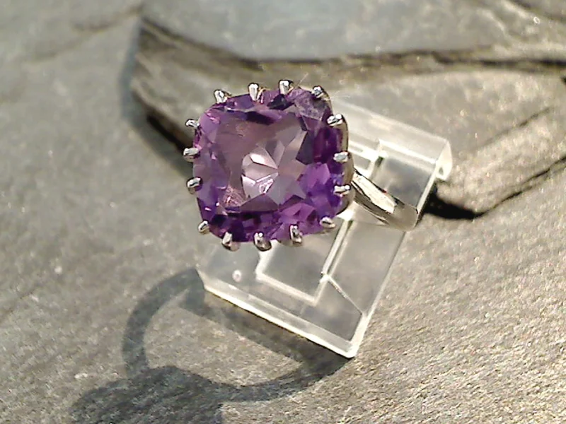 Sleek rose rings-Size 5 Amethyst, Sterling Silver Ring