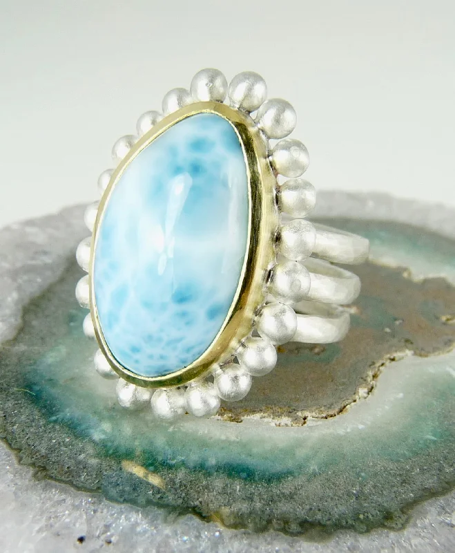 Bold druzy rings-Larimar Courtesan Ring