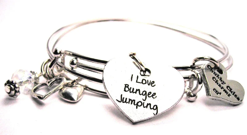 Whimsical bangles-I Love Bungee Jumping Expandable Bangle Bracelet Set