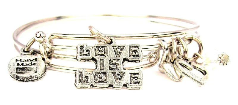 Flex thread bangles-Love Is Love Expandable Bangle Bracelet Set