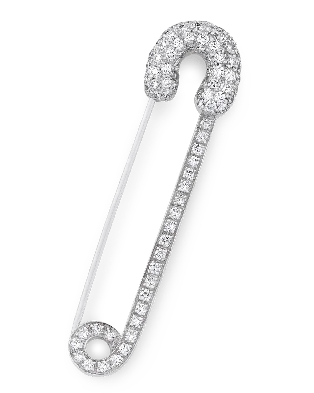 Luxe diamond brooch-Diamond Safety Pin Brooch, 2.08 Carats