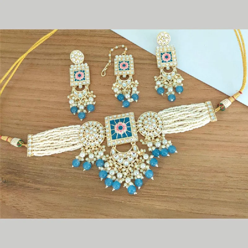 Fairy wing necklaces-Manisha Jewellery Gold Plated Kundan Stone & Beads Necklace Set