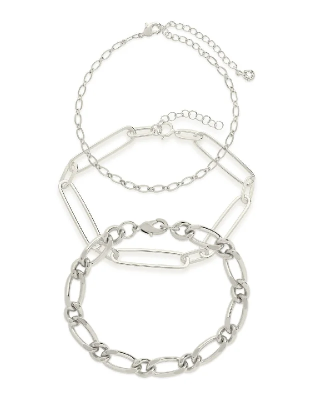 Night charm bangles-Stacked Chain Bracelet Set of 3